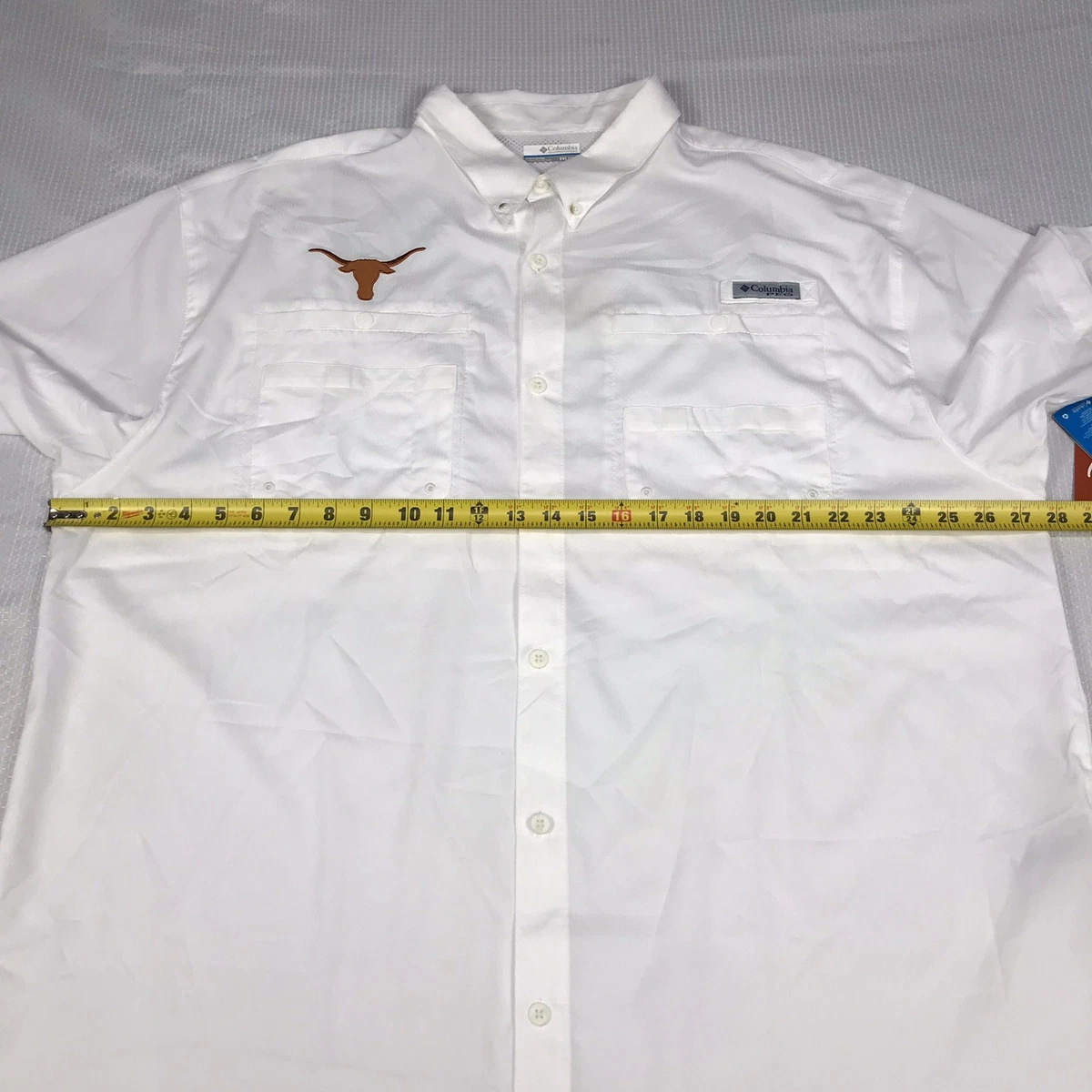 Columbia PFG Texas Longhorns Para Hombres XXL Tamiami Corto S/S Blanco Nuevo con Etiquetas Omni - Tono