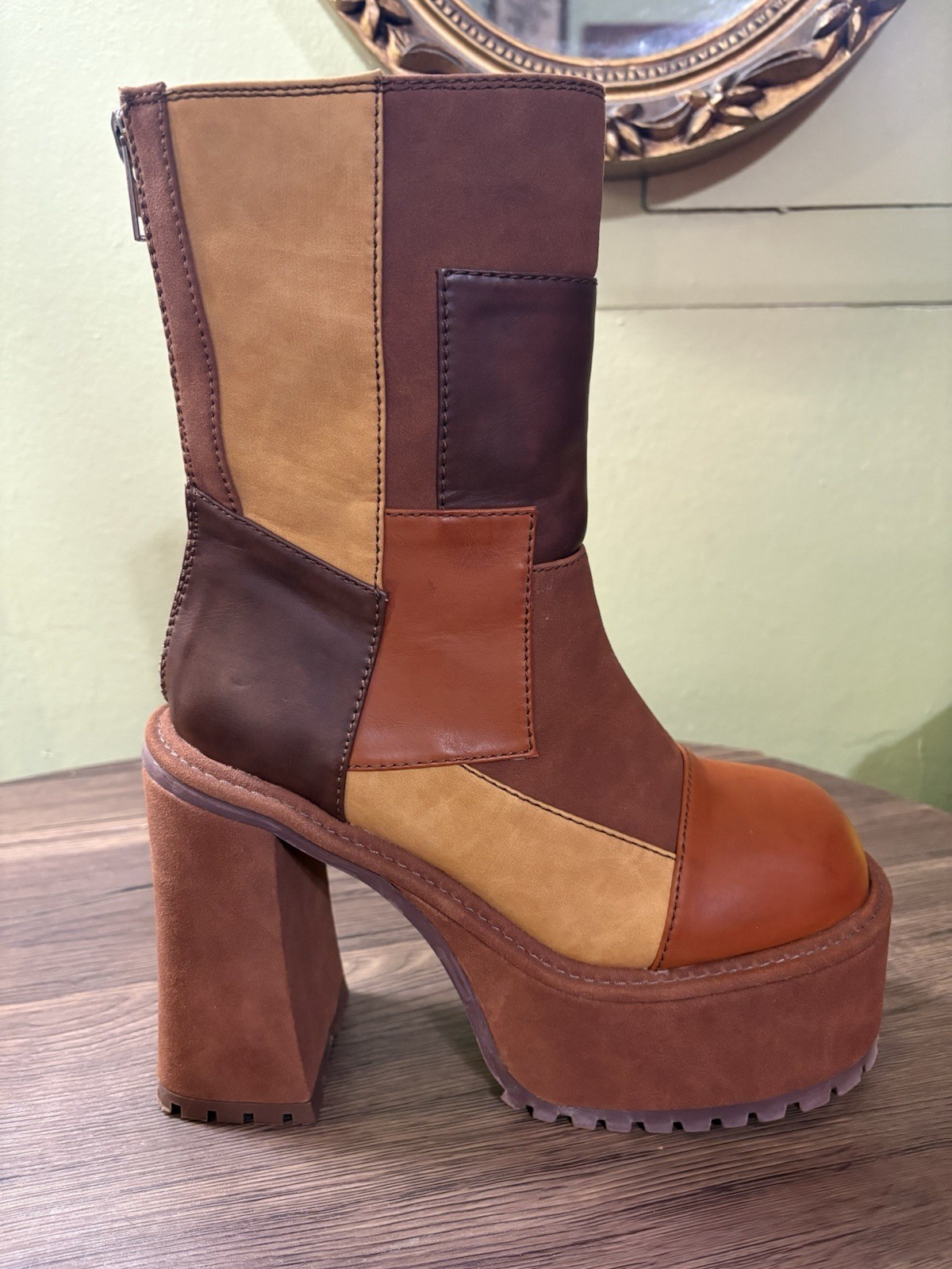 Dolls Kill Current Mood Patchwork Platform Boots … - image 5