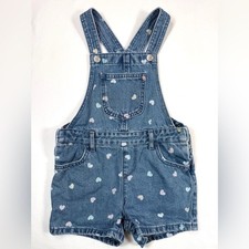 THE CHILDRENS PLACE Baby Girl Denim Heart Print Short Overalls 4T Sweet Classic