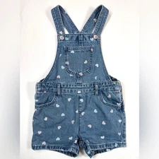 THE CHILDRENS PLACE Baby Girl Denim Heart Print Short Overalls 4T Sweet Classic