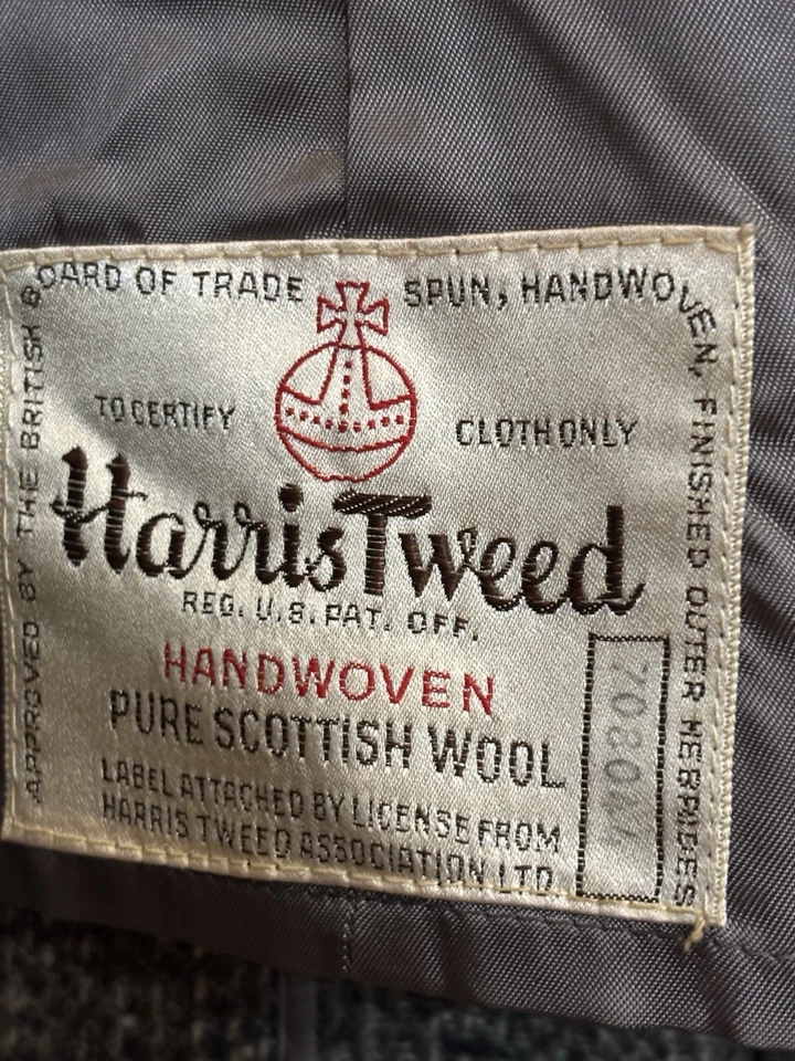 Vintage 1960s Clipper Craft Harris Tweed Hadwoven Pure Scottish Wool mens Coat - Image 3 of 4