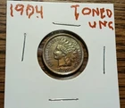 NICE TONED  1904  INDIAN HEAD CENT / PENNY. SHARP LIBERTY , MUST SEE !
