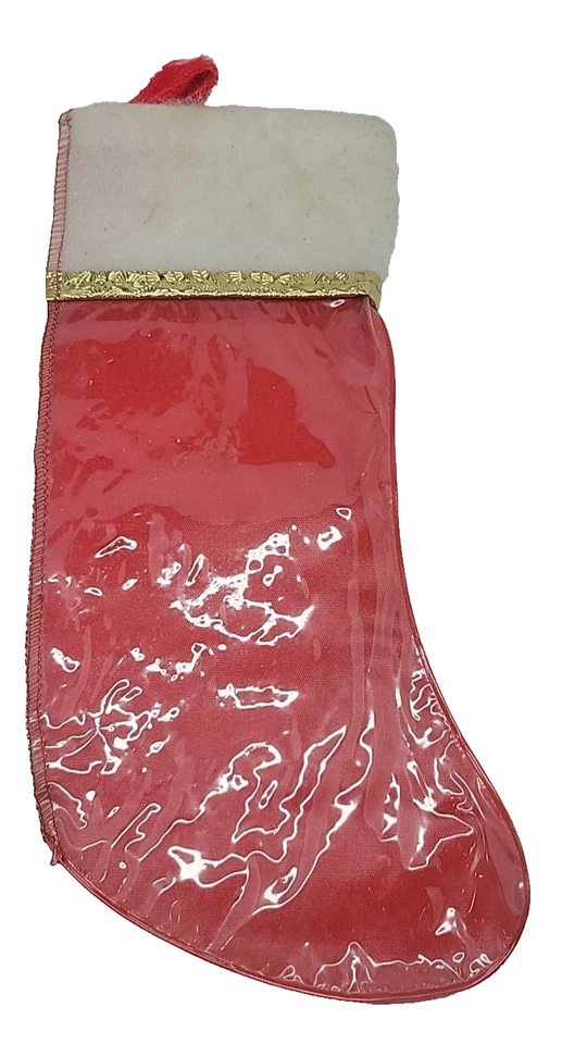 Vintage Red Plastic Christmas Stocking 10" - Image 2 of 4