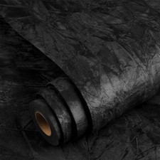 YENHOME 17.7"X393" Black Velvet Wallpaper Peel and Stick 17.7" x 393",