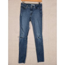 Levi Strauss Co 711 Skinny Jeans Distressed Blue Denim Women's Size 28