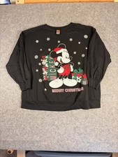 Vintage Disney Mickey Christmas Sweatshirt Mens 2XL Snowflake Presents
