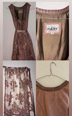 Nübler Dirndl Damen Gr. 34 Rosa Spitze ärmellos wadenlang Landhaus