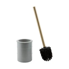 Elle Décor Modern Ridge Design Toilet Brush and Holder in Grey 4"Rdx 15.75"