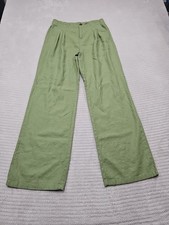 Love Tree Pants Womens Large Linen Blend Wide Leg Pleated Front High Rise