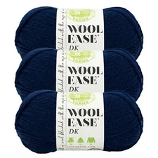 (3 Pack) Lion Brand Yarn 636-110 Wool-Ease DK Yarn, Navy