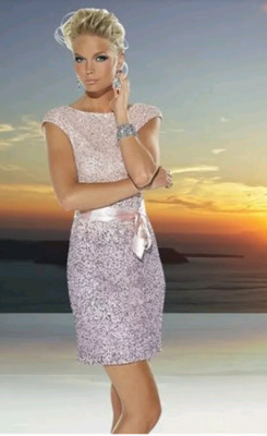 Kleid, Pailletten, Nude, Hellila, Glänzend, Feier, Silvester, Gr. 34, Apart (B1)