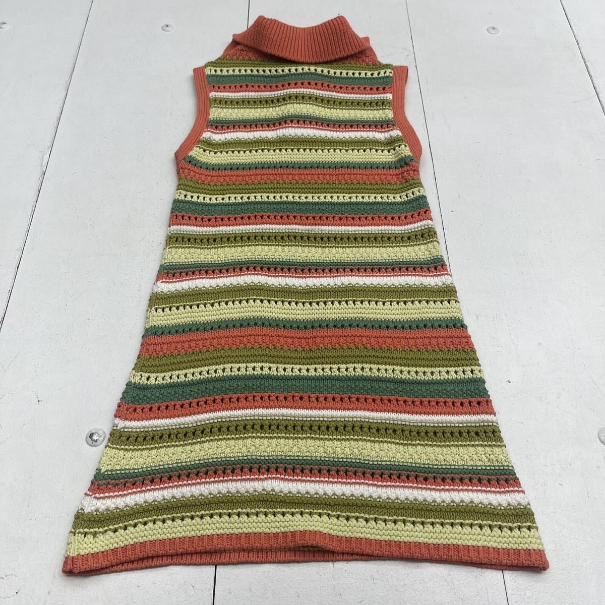 Zara Green Multicolor Stripe Knit Dress Women's Size Small New Defect