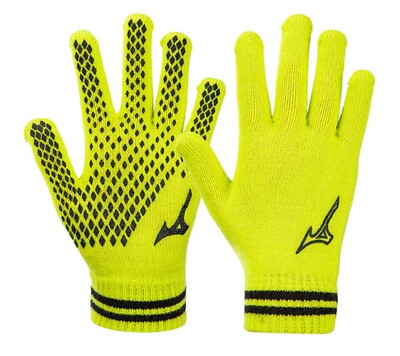 Mizuno Men Knit Gloves Running Yellow Green Casual Soccer GYM
