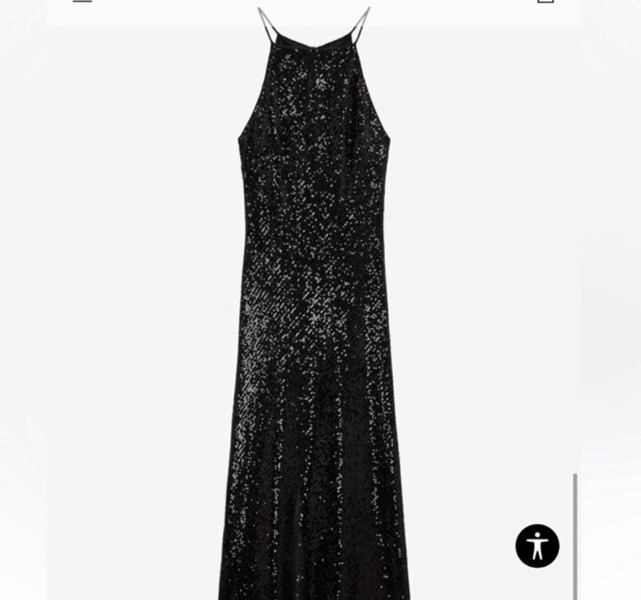 Zara Black Sequin Formal Dress Gown Size Medium eBay
