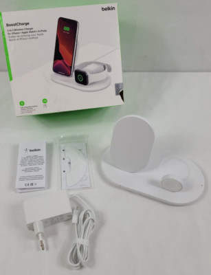 Belkin WIZ001vfWH 7.5 W Drahtloses 3-in-1 Ladegerät für iPhone, Apple  #KT4335O