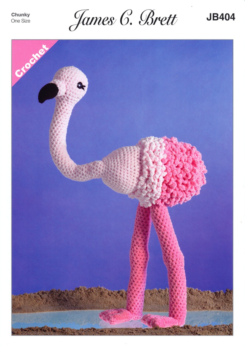 Flo the Flamingo Animal Toy Crochet Pattern Flutterby Chunky James Brett  JB404