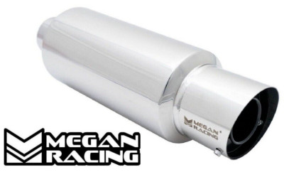 MEGAN M-GT Stainless 4.5'' Angle Tip TURBO EXHAUST MUFFLER 3'' inlet w/ Silencer