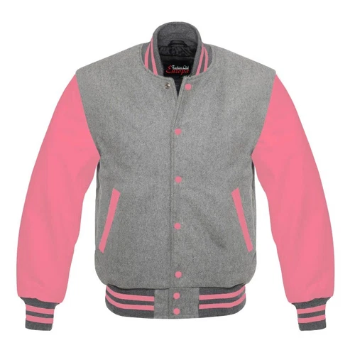 Letterman Style Vasity Jacket Men Wool Snap Closure Leather Sleeves image 15
