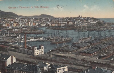 POSTCARD *6 GENOA LIGURIA PANORAMA FROM VILLA ROSAZZA CULTURE TRAVELLED 1923