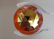 Round Faceted Jewels- German Made- Trans Orange Iridescent- Multiple Sizes