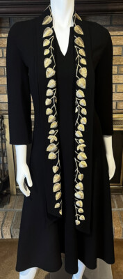 Oscar de la Renta 2019 Black Wool MIDI Dress Metallic Gold Leaf Scarf Size 4 | eBay Oscar de la Renta 2019 Black Wool MIDI Dress Metallic Gold Leaf Scarf Size 4 | eBay