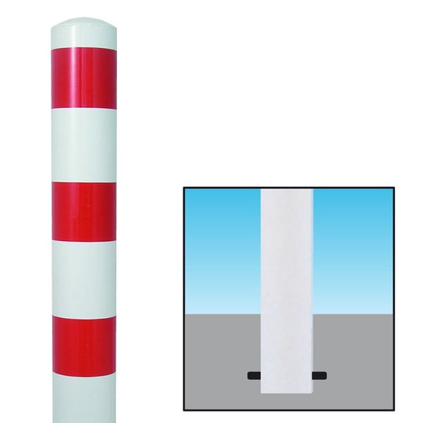 Absperrpfosten Rot/Weiß Ø152Mm Zum Einbetonieren 101890-image