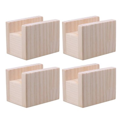 4pcs 10x7x8.5cm Wood Cube Furniture Storage Riser Lifters Groove