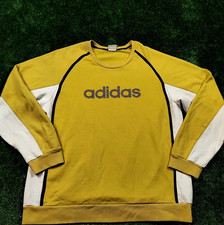 Felpa Adidas vintage uomo XL giallo Spellout maglione sportivo leggero