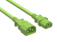 Cable Leader 3ft C13 to C14 Heavy-Duty Power Extension Cord 14 AWG 15A GREEN