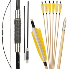 65" English Traditional Longbow Wooden Arrow 25-120lbs Takedown Bow Archery Hunt