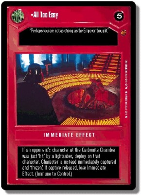 1x  All Too Easy - Rare Light Play Cloud City - BB