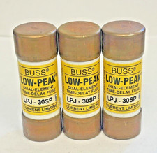 BUSS LOT OF 3 - LPJ-30SP LOW-PEAK DUALELEMENT TIME-DELAY FUSE 30A 600VAC