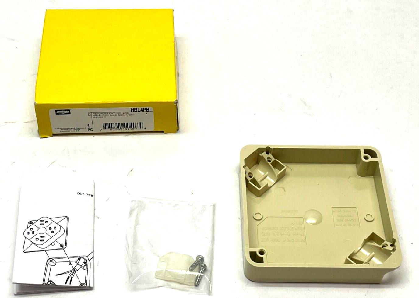 Hubbell HBL4PBI 4-Plex Portable Box Accessory 4" Square Screw Mount