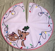 Rudolph The Red Nosed Reindeer - Mistletoo - Tree 48" felt Skirt - Handcrafted