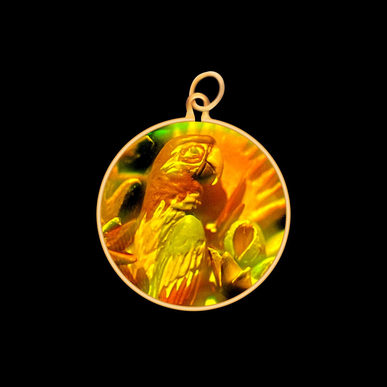 9ct Gold Hologram Pendant - Parrot (Small) - No Chain