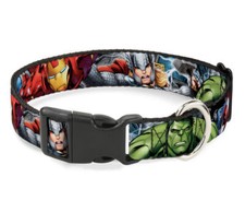 Buckle Down Plastic Clip Avengers 4 Superhero Pose 1  LargeDog Collar Adjustable