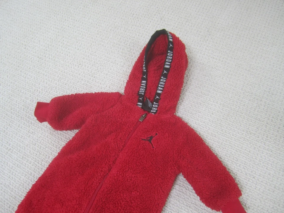 Air Jordan One Piece Baby 6Mos Red Hoodie Fleece Zip Up Logo Long Sleeve - Image 2 of 4