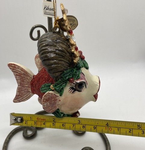 Katherine's Collection rote Fischlippen Ornament Weihnachtsbaum Gold Krone Glitzer - Bild 11 von 13