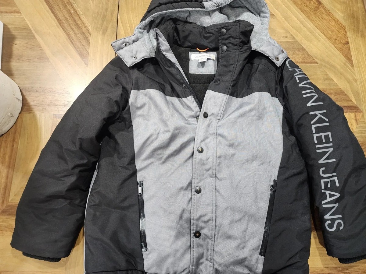 Calvin Klein Jeans Puffer Jacket, Teens, Large 14/16, Grey Black