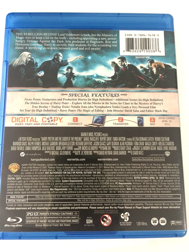 Harry Potter and the Order of the Phoenix Blu-ray & DVD Ships With Tracking - Image 2 of 2
