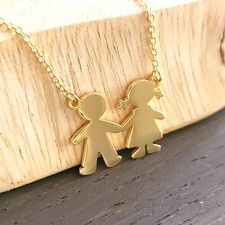 Necklace for Mother with Kids names, Sterling Silver Boy Girl Child, Baby Shower