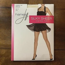 Hanes~Silky Sheer Control Top Sheer toe Nylons New Pearl size CD 2014 #0G071