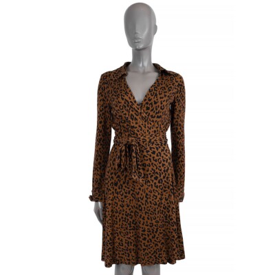 シャネル 69867 auth DIANE VON FURSTENBERG DVF brown silk JEANNE LEOPARD