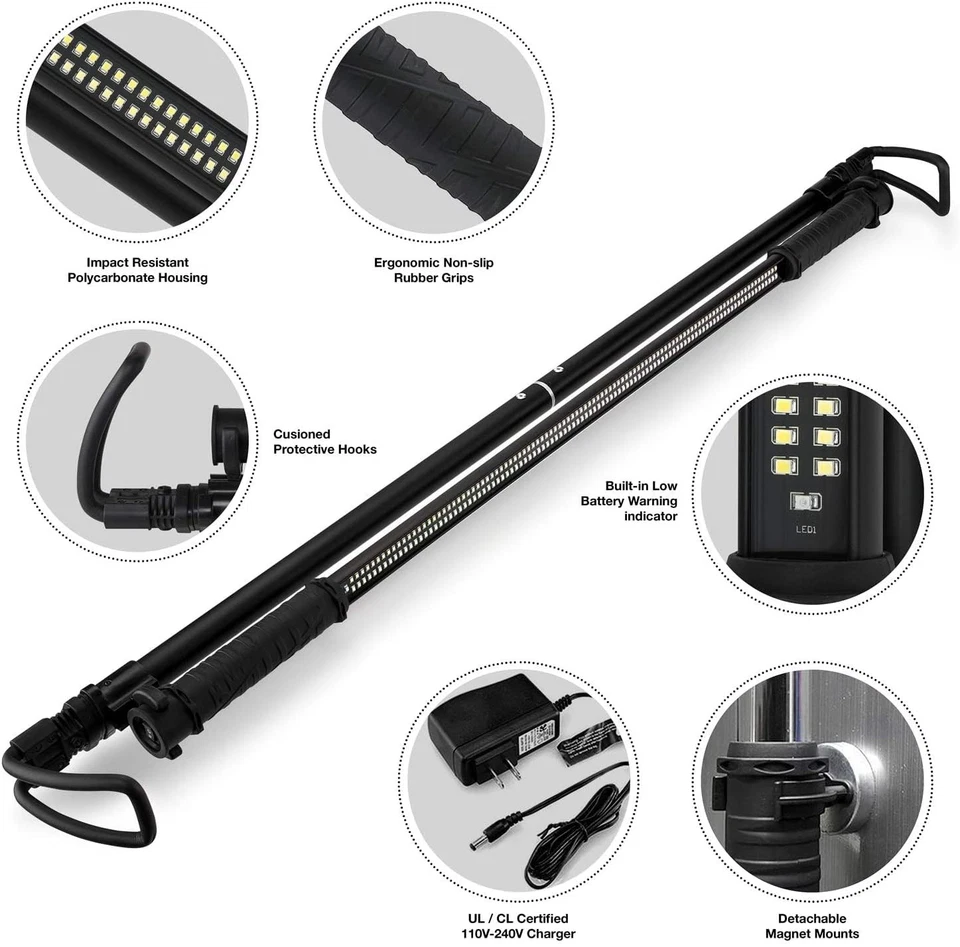 40447A Luz de Trabajo Inalámbrica Recargable Bajo el Capó, Barra de Luz LED 202 SMD con... Foto 3 de 4