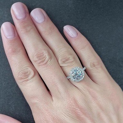 Ehering Diamant 14 Karat Weißgold 2,50 Karat Lab Grown IGI E F VVS2 Rundschliff