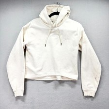 The North Face Cropped Hoodie Womens Cream Fleece Lightweight Sweatshirt Grunge