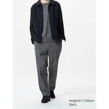 UNIQLO Men's Gray Pleated Dress Pants Elastic Waist Size L