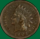 1904 Indian Head Cent Choice Extremely Fine XF+ Coin, Scratch #46311