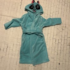 Girls Hooded Bathrobe Aqua blue Tie