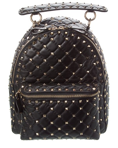 Valentino Rockstud Spike Small Leather Backpack Women's Black